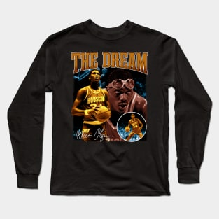 Hakeem Olajuwon The Dream Basketball Legend Signature Vintage Retro 80s 90s Bootleg Rap Style Long Sleeve T-Shirt